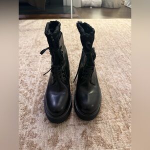 Prada Leather and Nylon Combat Boots